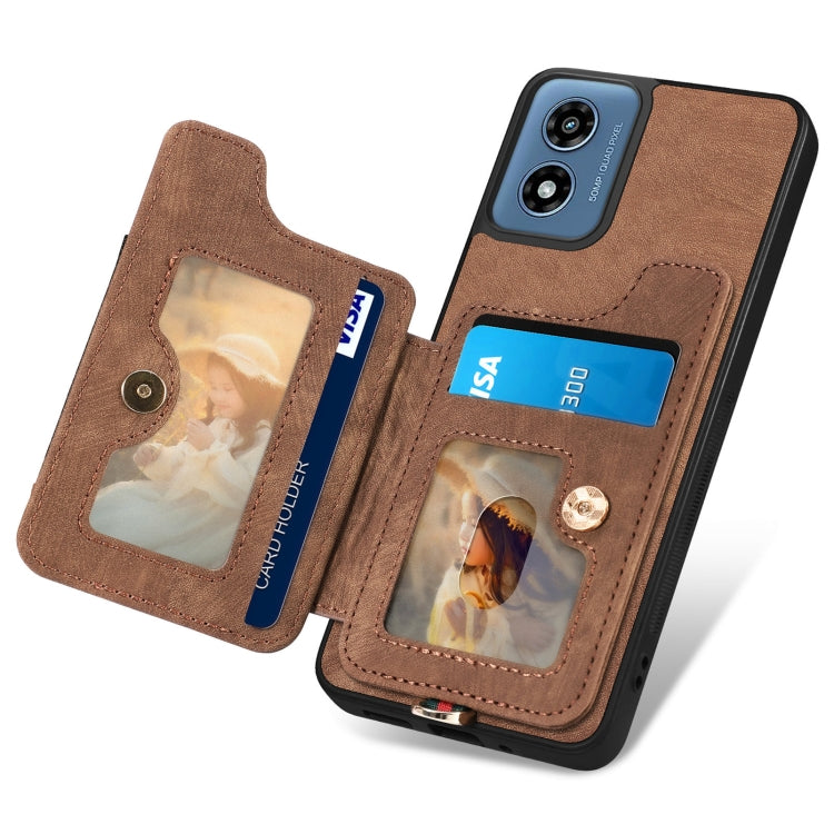 For Motorola G Play 2024 Retro Skin-feel Ring Multi-card RFID Wallet Phone Case