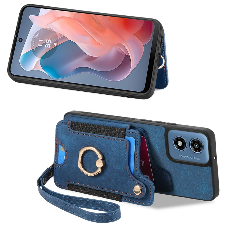 For Motorola G Play 2024 Retro Skin-feel Ring Multi-card RFID Wallet Phone Case