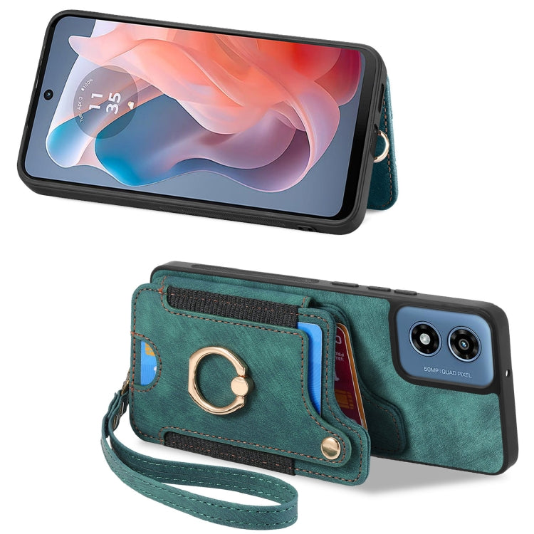 For Motorola G Play 2024 Retro Skin-feel Ring Multi-card RFID Wallet Phone Case