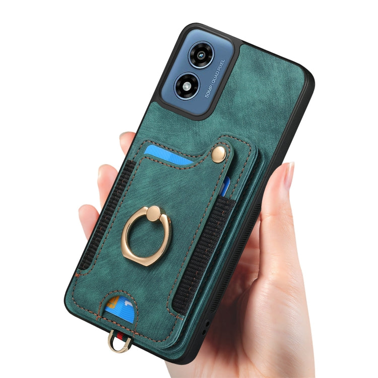 For Motorola G Play 2024 Retro Skin-feel Ring Multi-card RFID Wallet Phone Case
