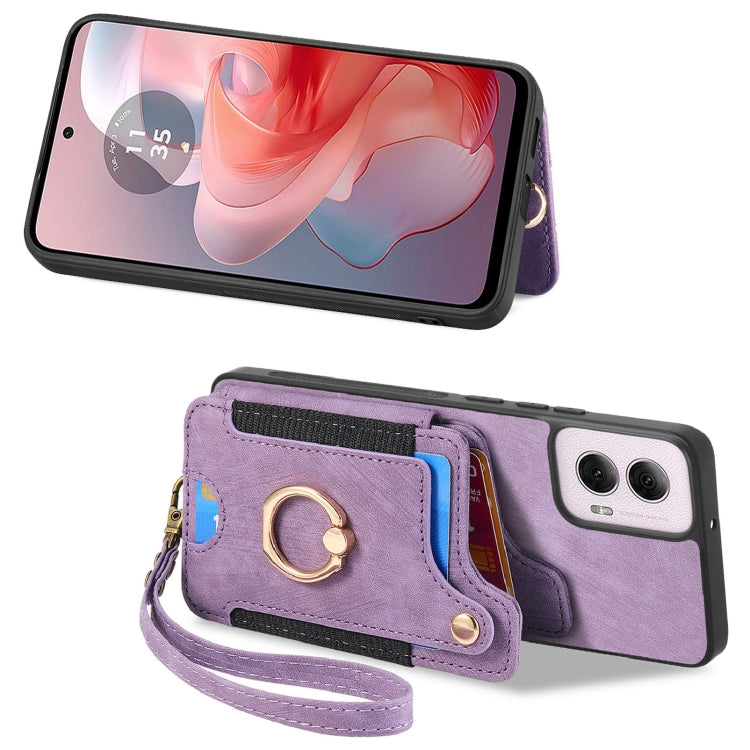 For Motorola G Power 5G 2024 Retro Skin-feel Ring Multi-card RFID Wallet Phone Case