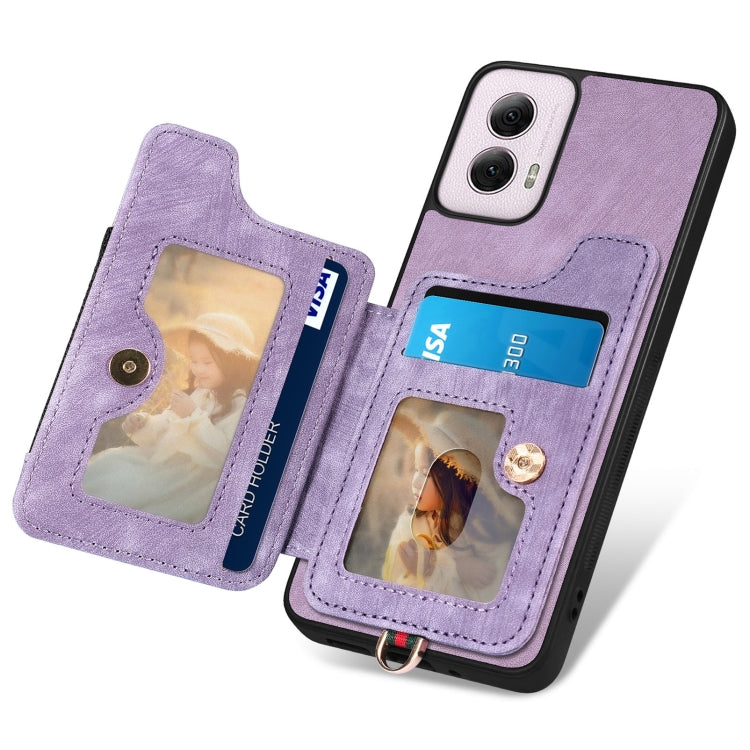 For Motorola G Power 5G 2024 Retro Skin-feel Ring Multi-card RFID Wallet Phone Case