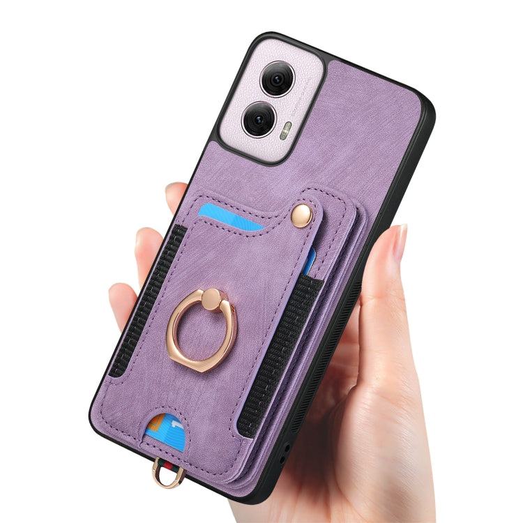 For Motorola G Power 5G 2024 Retro Skin-feel Ring Multi-card RFID Wallet Phone Case