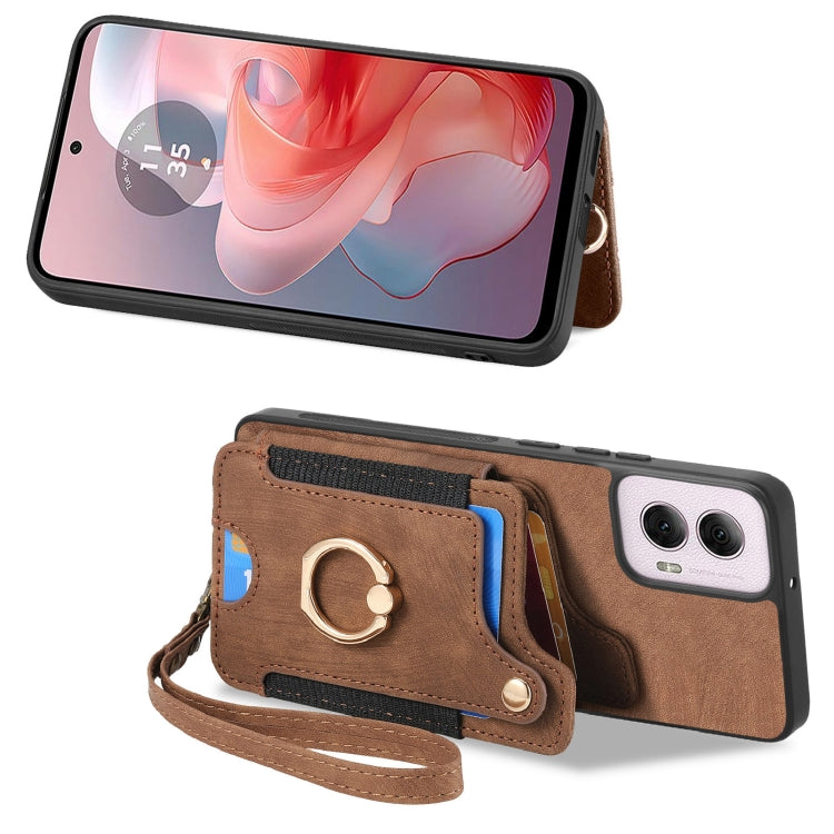For Motorola G Power 5G 2024 Retro Skin-feel Ring Multi-card RFID Wallet Phone Case
