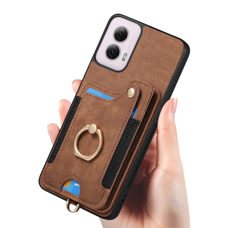 For Motorola G Power 5G 2024 Retro Skin-feel Ring Multi-card RFID Wallet Phone Case