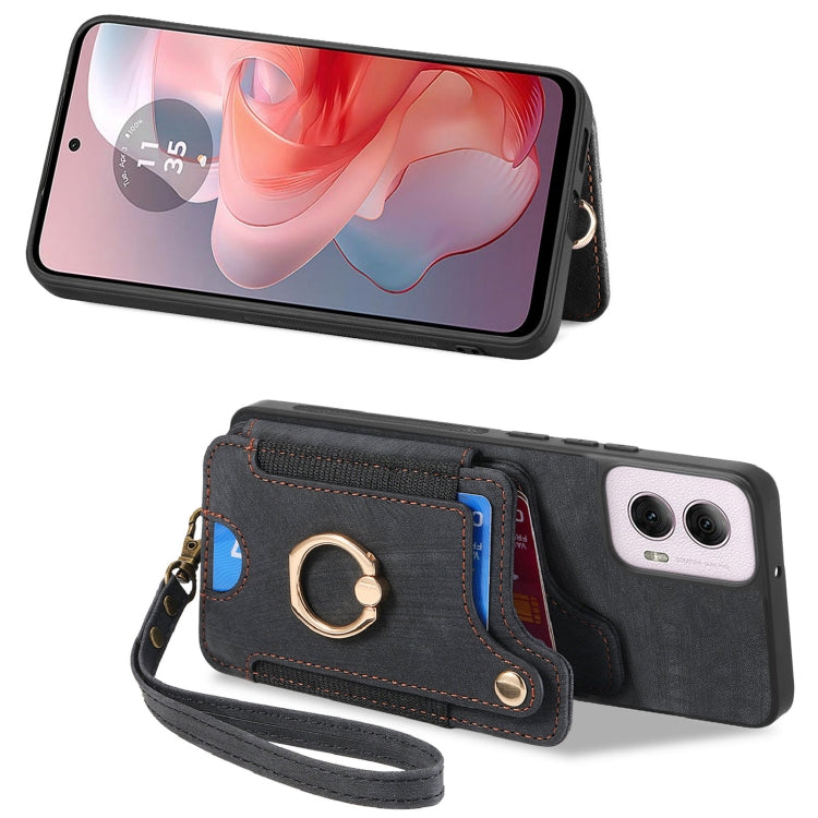 For Motorola G Power 5G 2024 Retro Skin-feel Ring Multi-card RFID Wallet Phone Case