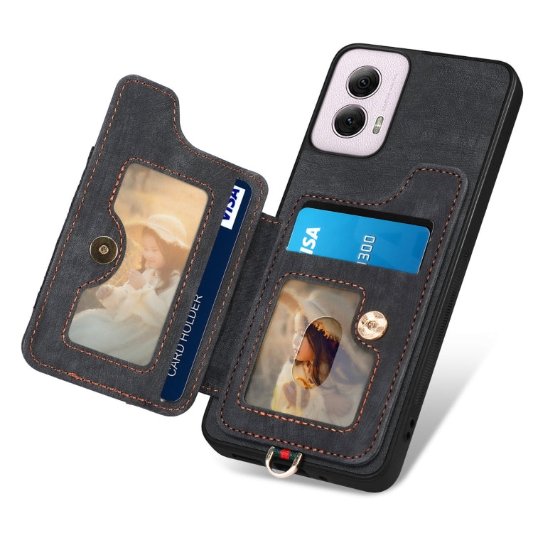For Motorola G Power 5G 2024 Retro Skin-feel Ring Multi-card RFID Wallet Phone Case