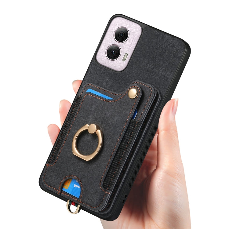 For Motorola G Power 5G 2024 Retro Skin-feel Ring Multi-card RFID Wallet Phone Case
