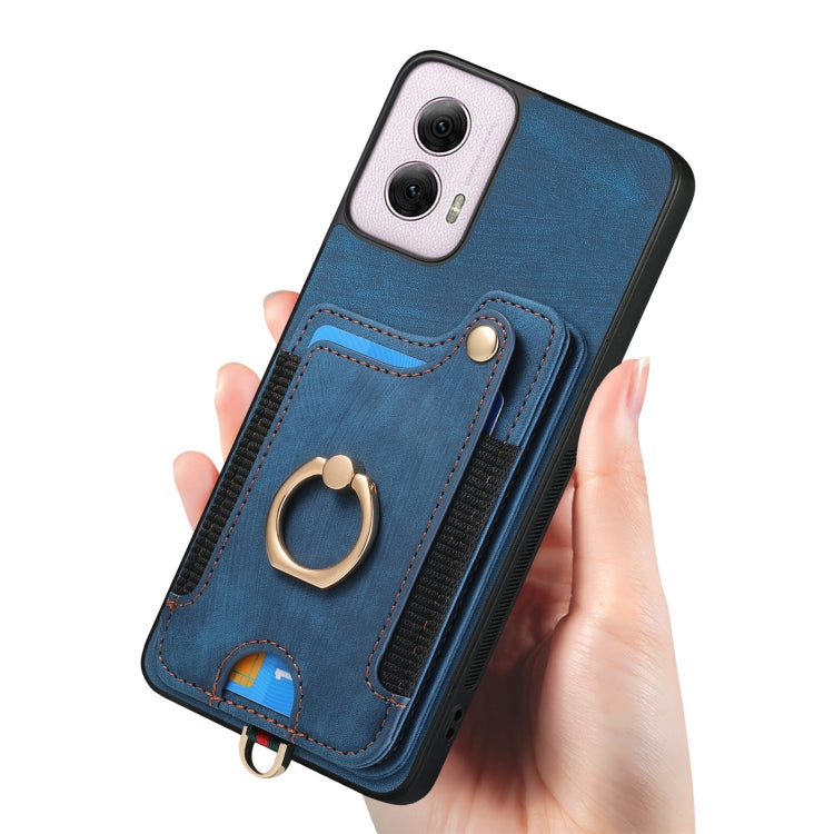 For Motorola G Power 5G 2024 Retro Skin-feel Ring Multi-card RFID Wallet Phone Case