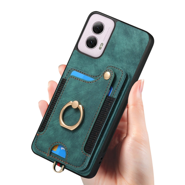 For Motorola G Power 5G 2024 Retro Skin-feel Ring Multi-card RFID Wallet Phone Case