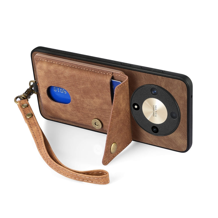For Honor X9b Retro Card Wallet Fold Leather Phone Case with Strap