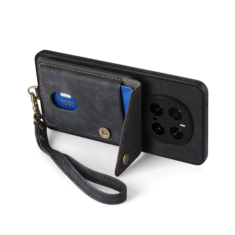 For Honor Magic7 Pro Retro Card Wallet Fold Leather Phone Case with Strap