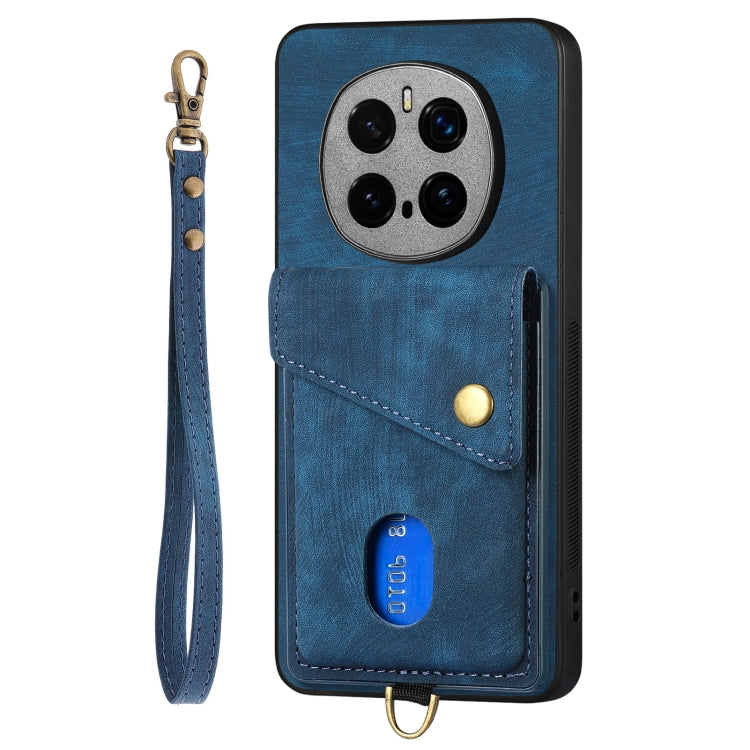 For Honor Magic7 Pro Retro Card Wallet Fold Leather Phone Case with Strap