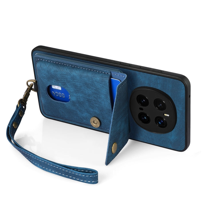 For Honor Magic7 Pro Retro Card Wallet Fold Leather Phone Case with Strap