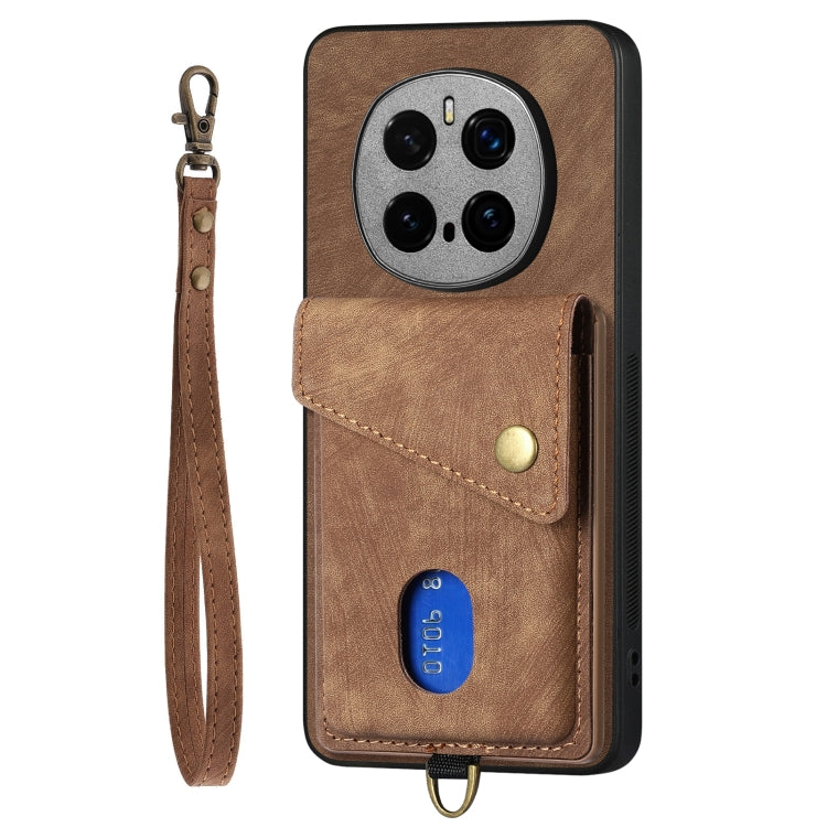 For Honor Magic7 Pro Retro Card Wallet Fold Leather Phone Case with Strap