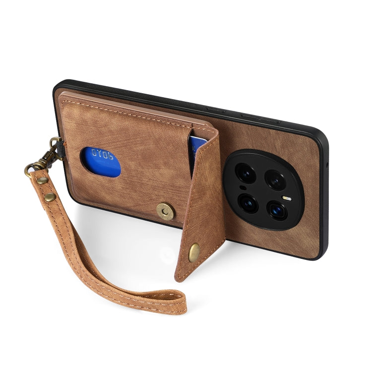 For Honor Magic7 Pro Retro Card Wallet Fold Leather Phone Case with Strap