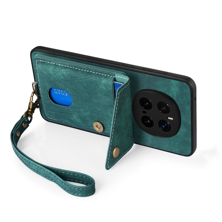 For Honor Magic7 Pro Retro Card Wallet Fold Leather Phone Case with Strap