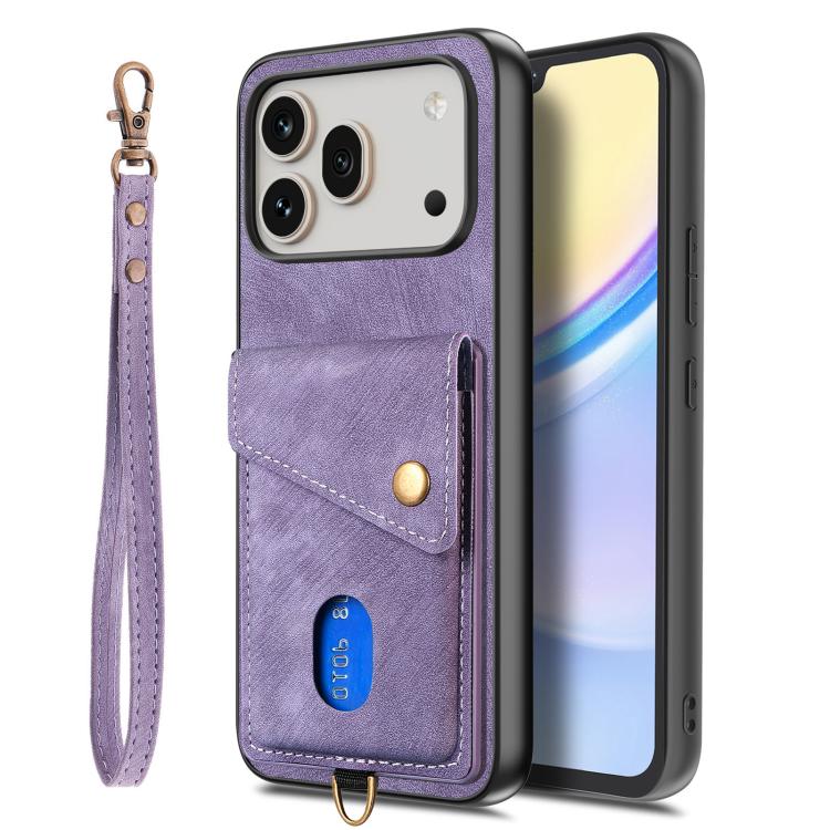 For Honor 600 Global Retro Card Wallet Fold Leather Phone Case with Strap