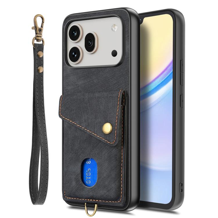 For Honor 600 Pro Global Retro Card Wallet Fold Leather Phone Case with Strap