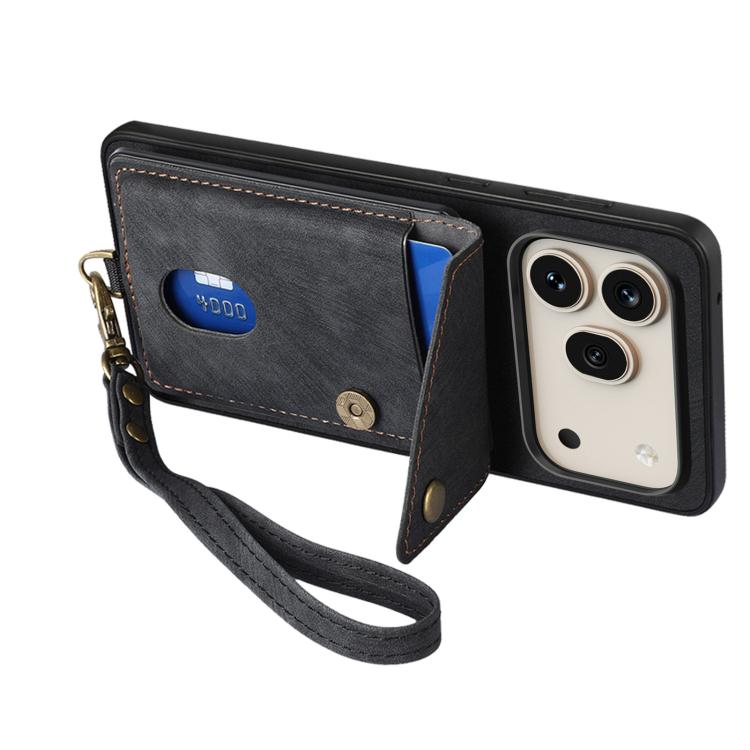 For Honor 600 Pro Global Retro Card Wallet Fold Leather Phone Case with Strap