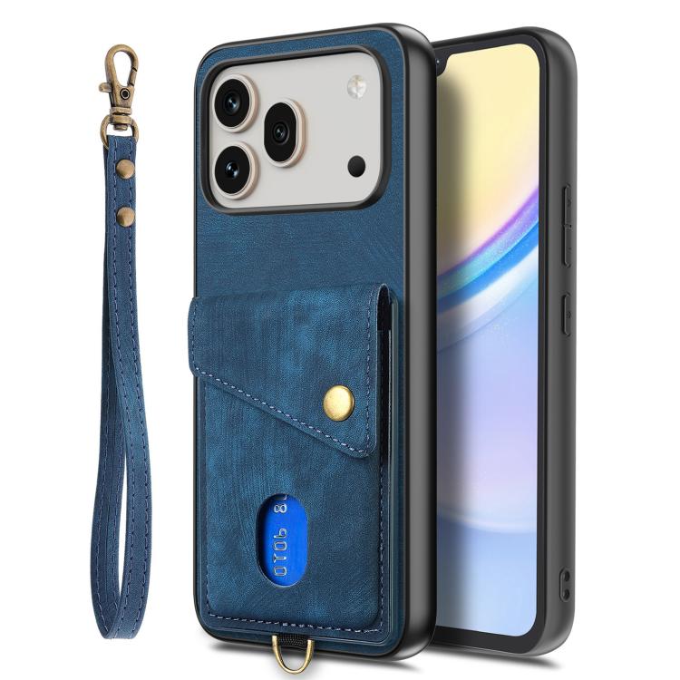 For Honor 600 Pro Global Retro Card Wallet Fold Leather Phone Case with Strap