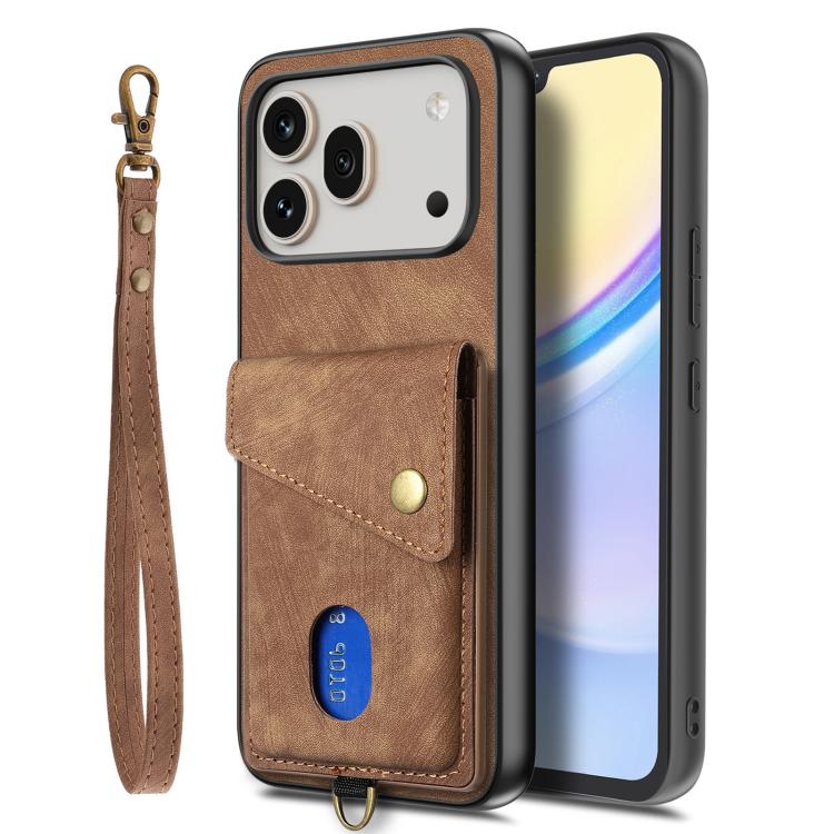 For Honor 600 Pro Global Retro Card Wallet Fold Leather Phone Case with Strap