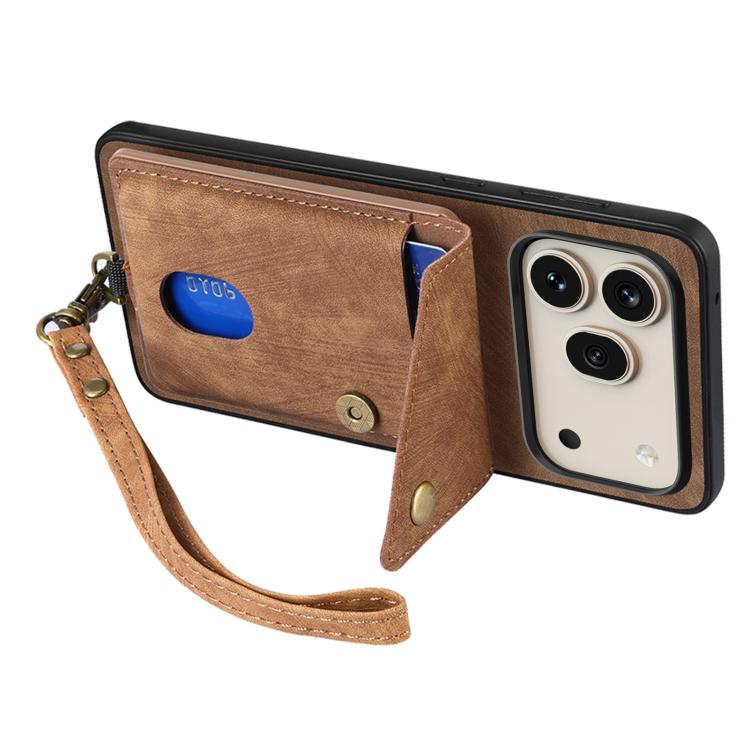 For Honor 600 Pro Global Retro Card Wallet Fold Leather Phone Case with Strap