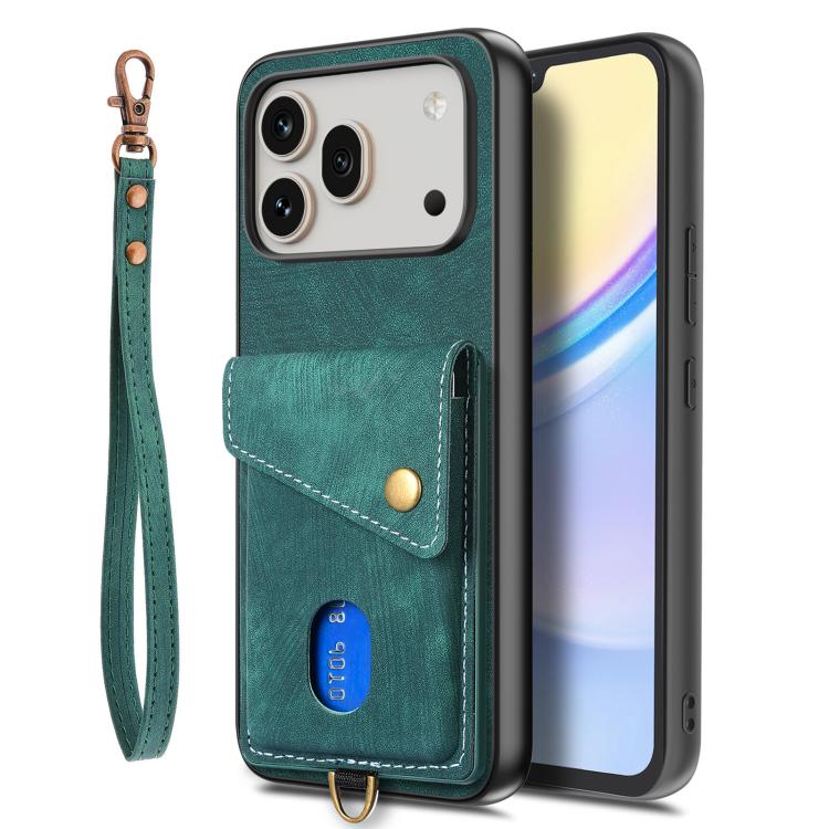 For Honor 600 Pro Global Retro Card Wallet Fold Leather Phone Case with Strap