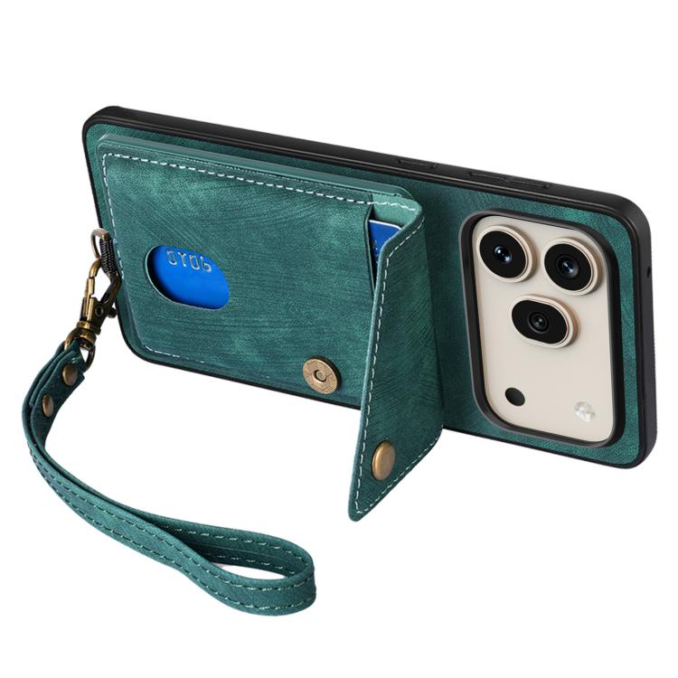 For Honor 600 Pro Global Retro Card Wallet Fold Leather Phone Case with Strap