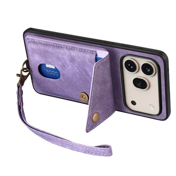 For Honor 600 Pro Global Retro Card Wallet Fold Leather Phone Case with Strap