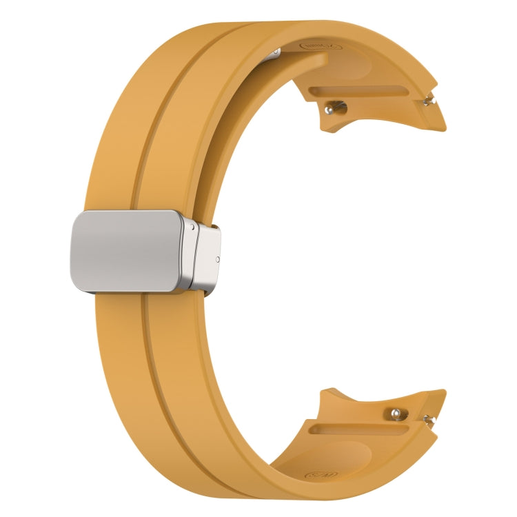 For Samsung Galaxy Watch7 40 / 44mm Magnetic Folding Silver Buckle Silicone Watch Band