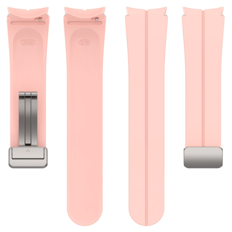 For Samsung Galaxy Watch7 40 / 44mm Magnetic Folding Silver Buckle Silicone Watch Band