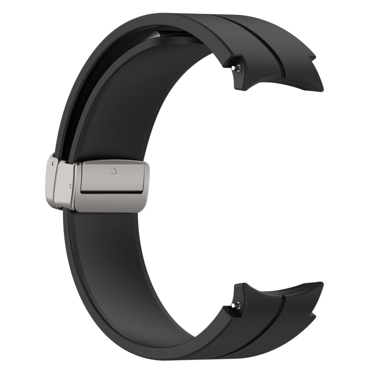 For Samsung Galaxy Watch7 40 / 44mm Magnetic Folding Silver Buckle Silicone Watch Band