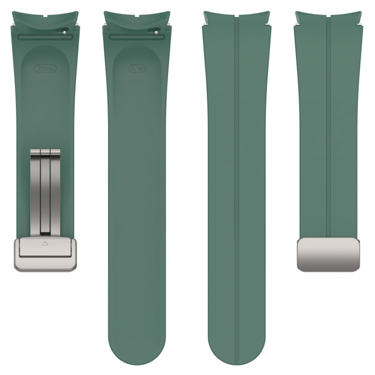 For Samsung Galaxy Watch7 40 / 44mm Magnetic Folding Silver Buckle Silicone Watch Band