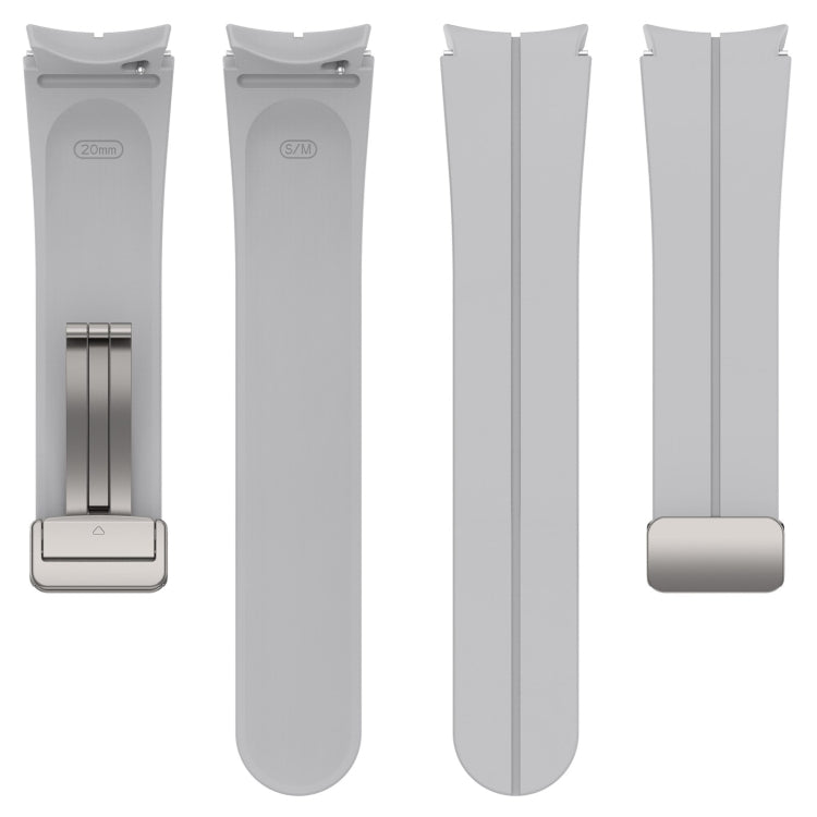 For Samsung Galaxy Watch7 40 / 44mm Magnetic Folding Silver Buckle Silicone Watch Band