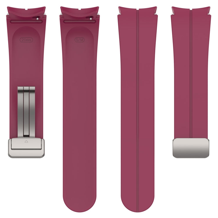 For Samsung Galaxy Watch7 40 / 44mm Magnetic Folding Silver Buckle Silicone Watch Band