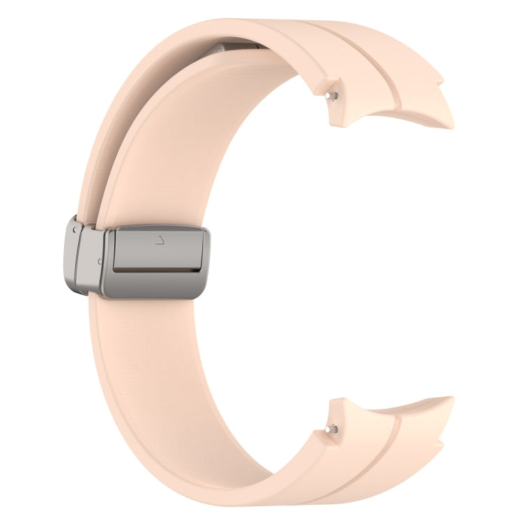 For Samsung Galaxy Watch7 40 / 44mm Magnetic Folding Silver Buckle Silicone Watch Band