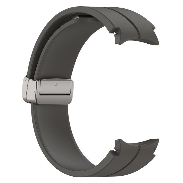 For Samsung Galaxy Watch7 40 / 44mm Magnetic Folding Silver Buckle Silicone Watch Band