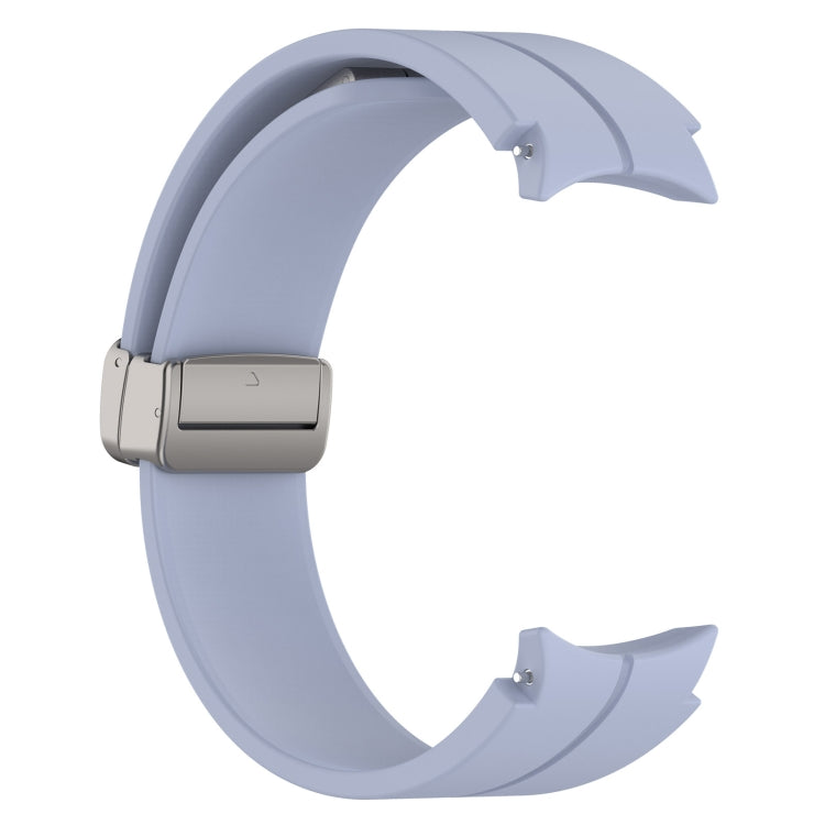 For Samsung Galaxy Watch7 40 / 44mm Magnetic Folding Silver Buckle Silicone Watch Band