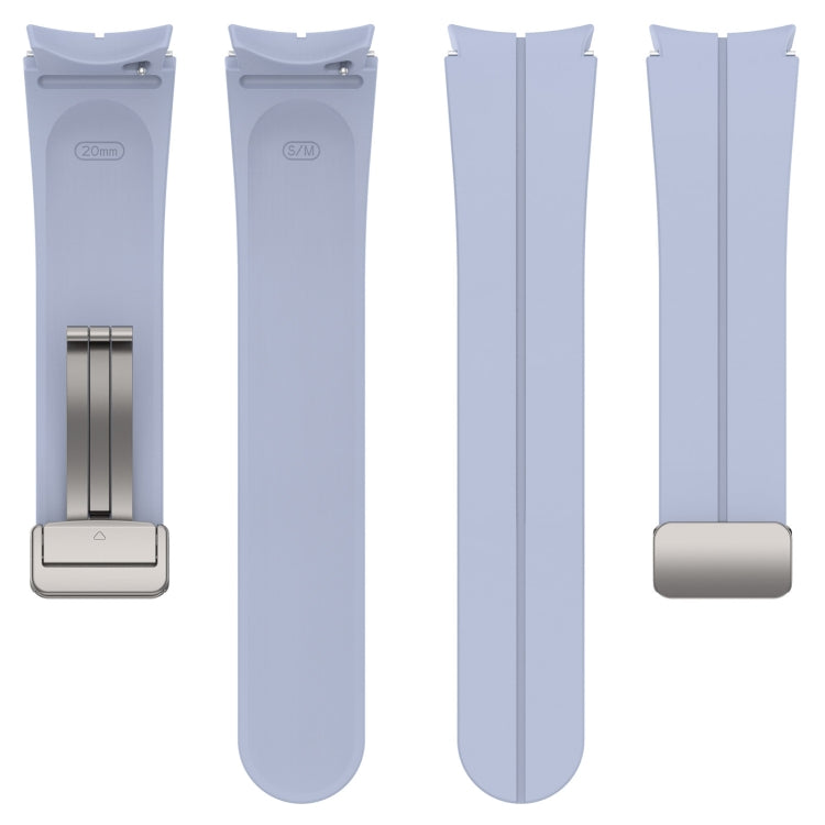 For Samsung Galaxy Watch7 40 / 44mm Magnetic Folding Silver Buckle Silicone Watch Band