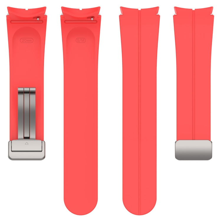 For Samsung Galaxy Watch7 40 / 44mm Magnetic Folding Silver Buckle Silicone Watch Band