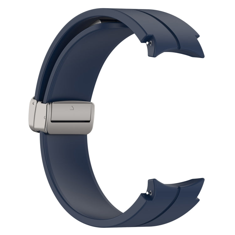 For Samsung Galaxy Watch7 40 / 44mm Magnetic Folding Silver Buckle Silicone Watch Band