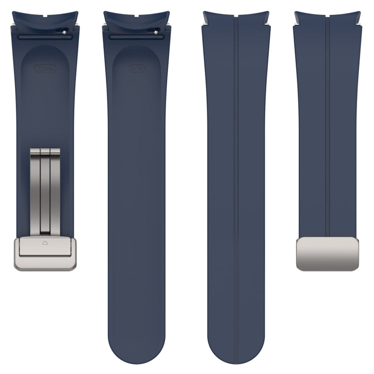 For Samsung Galaxy Watch7 40 / 44mm Magnetic Folding Silver Buckle Silicone Watch Band