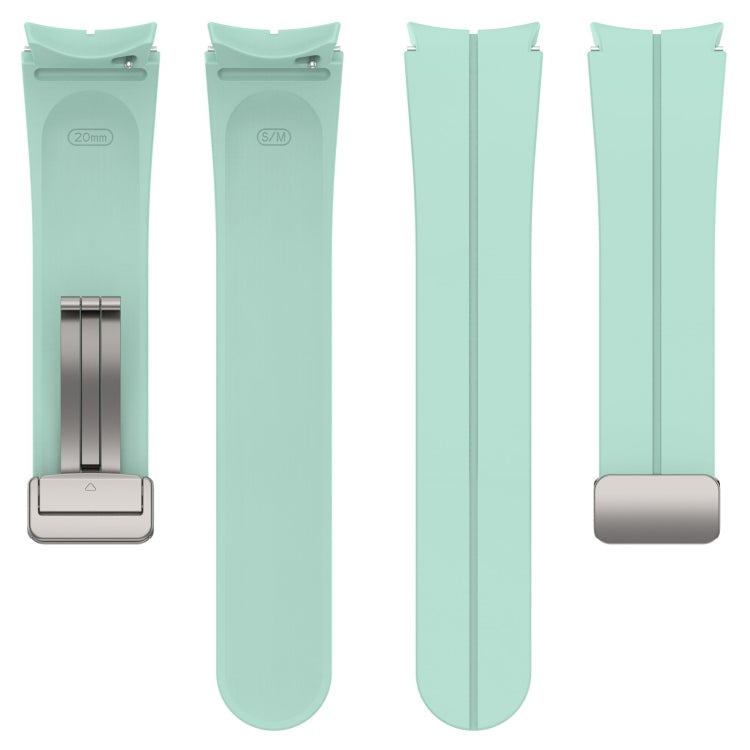 For Samsung Galaxy Watch FE 40mm Magnetic Folding Silver Buckle Silicone Watch Band