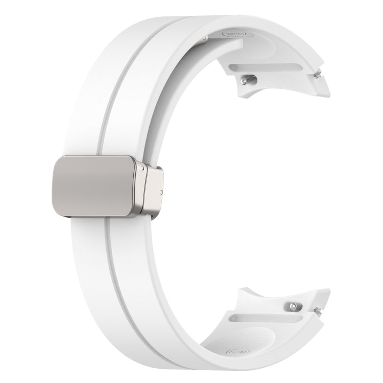For Samsung Galaxy Watch FE 40mm Magnetic Folding Silver Buckle Silicone Watch Band