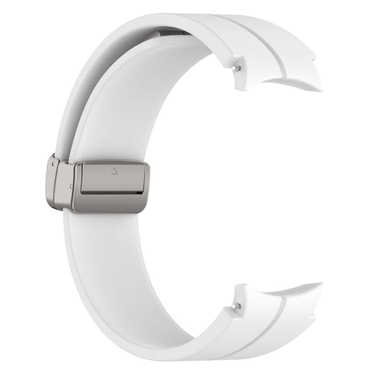 For Samsung Galaxy Watch FE 40mm Magnetic Folding Silver Buckle Silicone Watch Band
