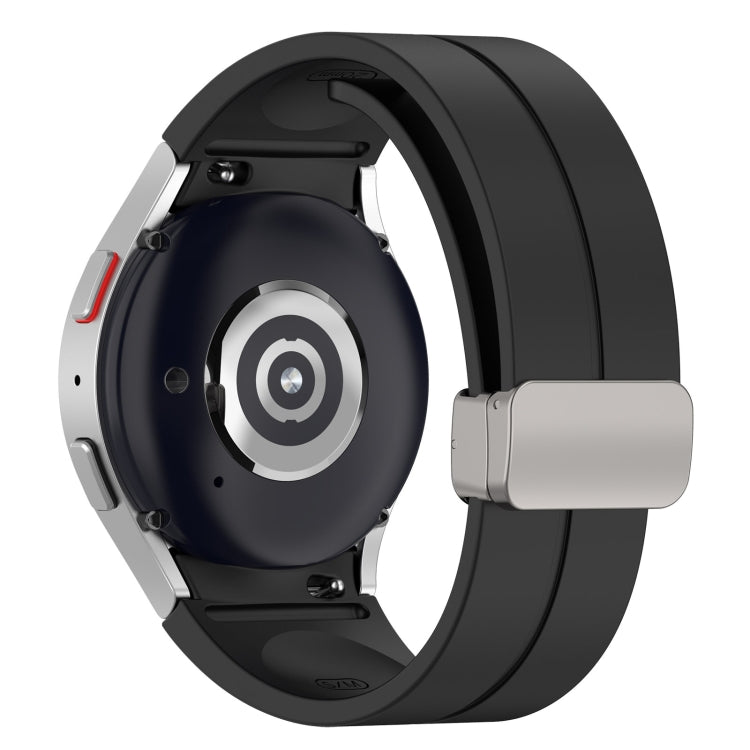 For Samsung Galaxy Watch FE 40mm Magnetic Folding Silver Buckle Silicone Watch Band