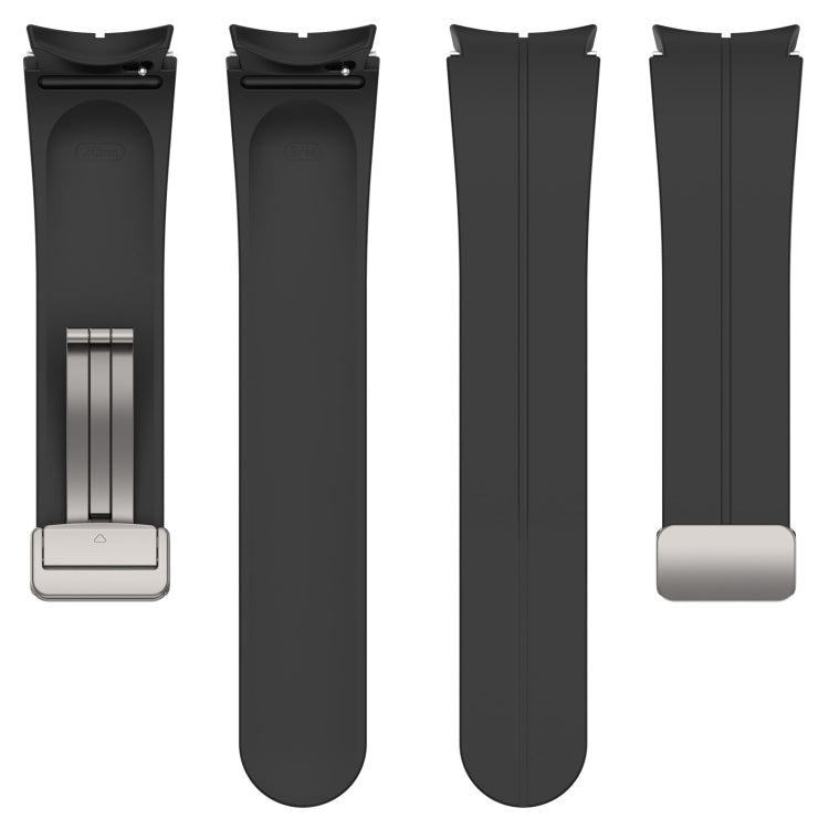 For Samsung Galaxy Watch FE 40mm Magnetic Folding Silver Buckle Silicone Watch Band