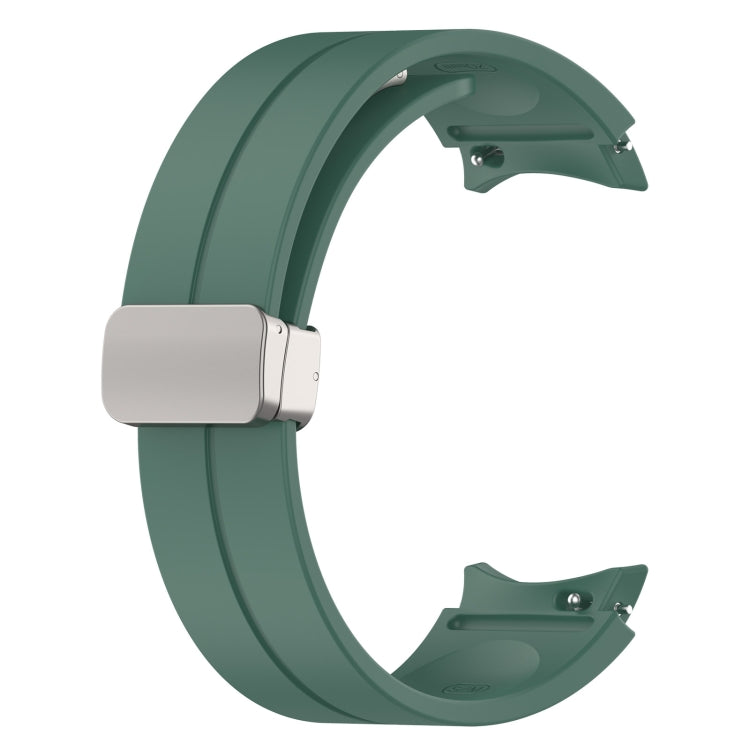 For Samsung Galaxy Watch FE 40mm Magnetic Folding Silver Buckle Silicone Watch Band
