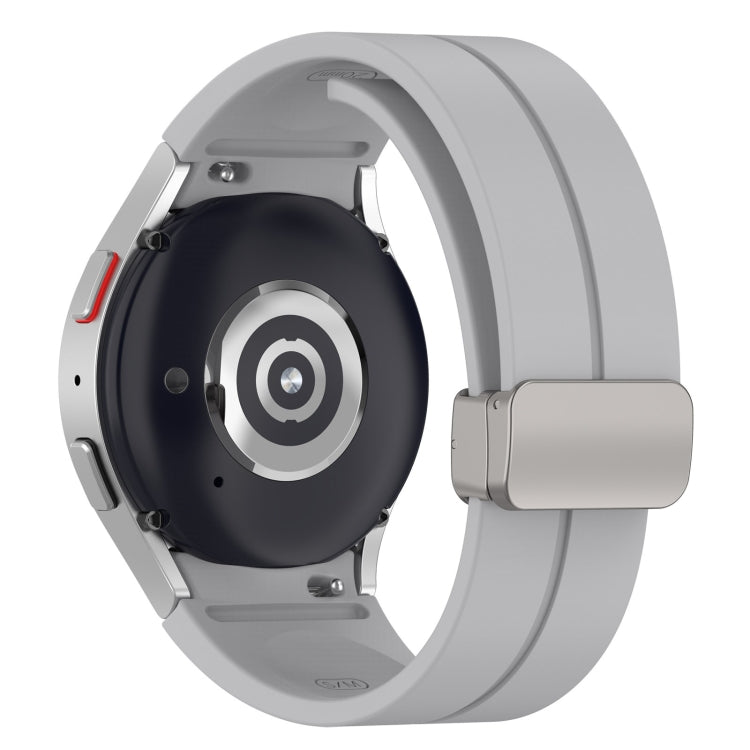 For Samsung Galaxy Watch FE 40mm Magnetic Folding Silver Buckle Silicone Watch Band